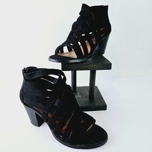 L47 Women's Black Strappy Sandals-Booties Open Toe Heels Size 6.5